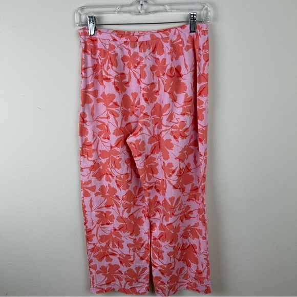 Ann Taylor LOFT cropped linen floral pants in pink size: 4 - Picture 8 of 12